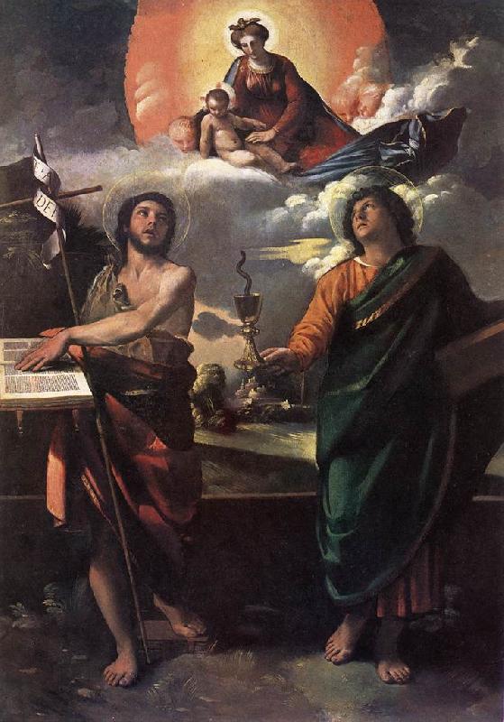 DOSSI, Dosso The Virgin Appearing to Sts John the Baptist and John the Evangelist dfg Sweden oil painting art